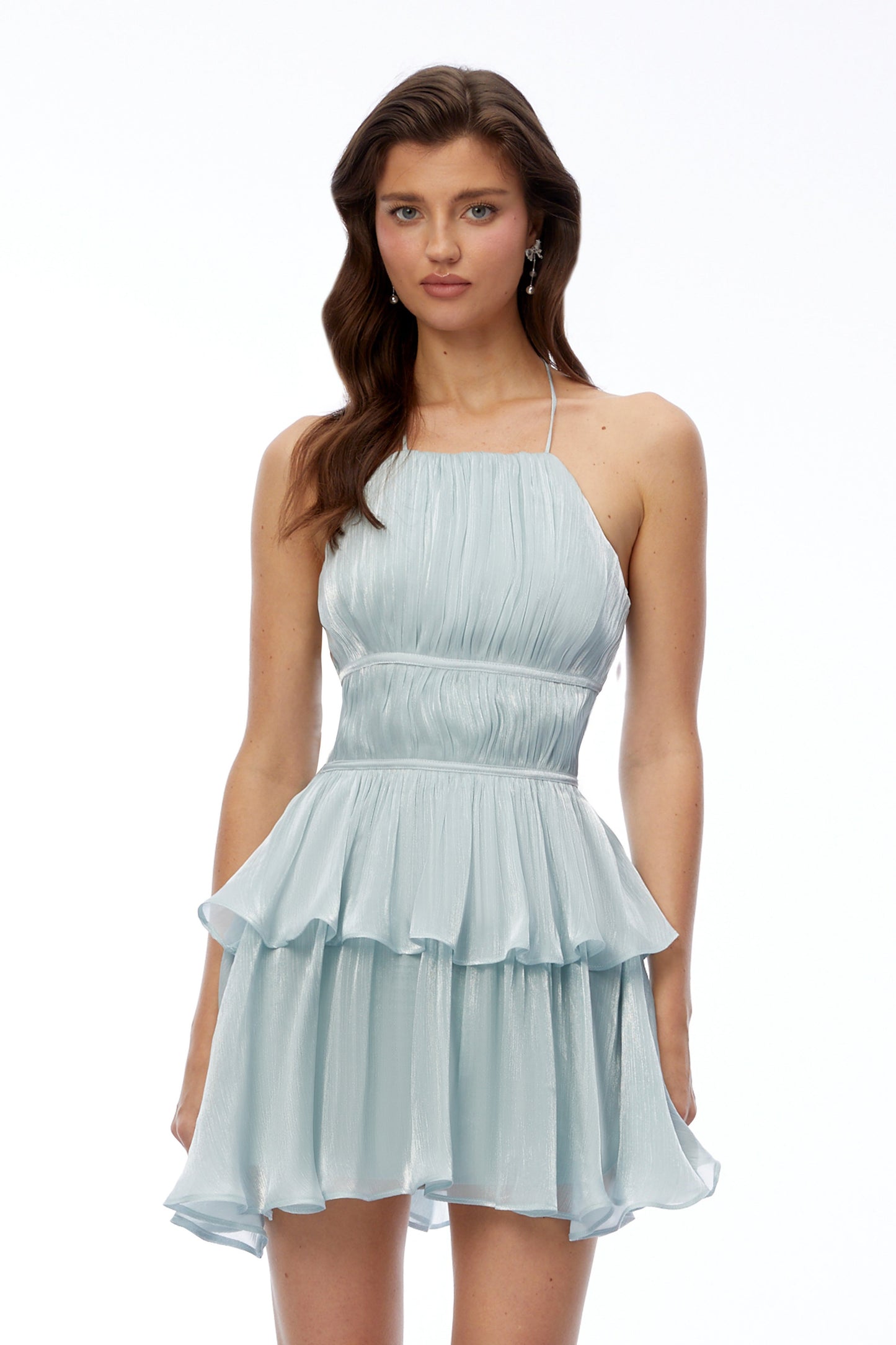 Fannie Green Halterneck Ruched Mini Dress