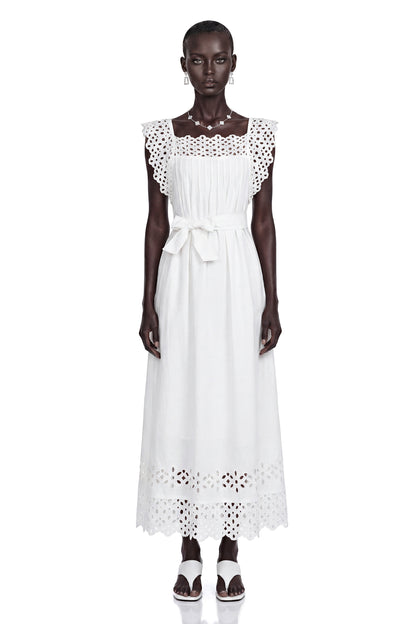 Farrah White Cut-Out Pleated Maxi Dress