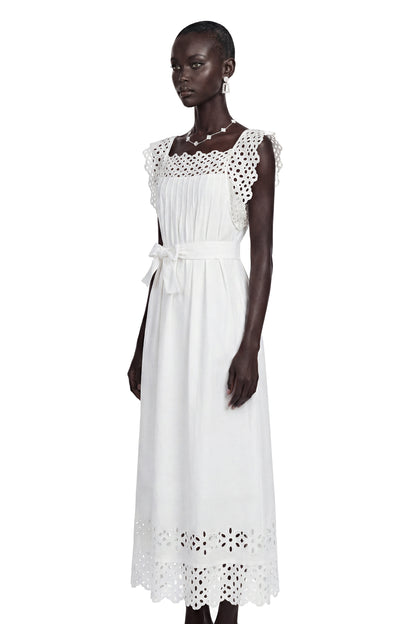 Farrah White Cut-Out Pleated Maxi Dress