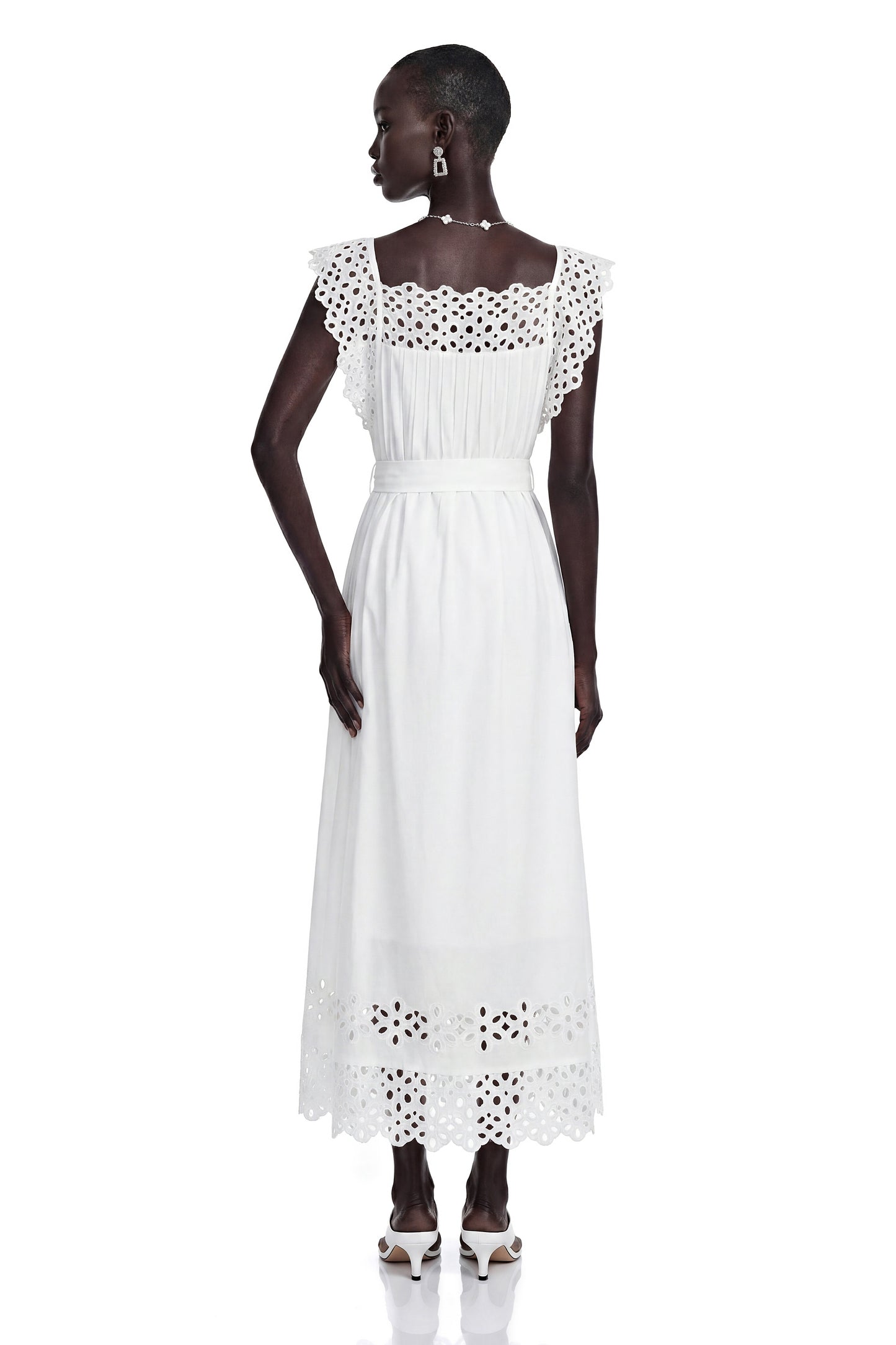 Farrah White Cut-Out Pleated Maxi Dress