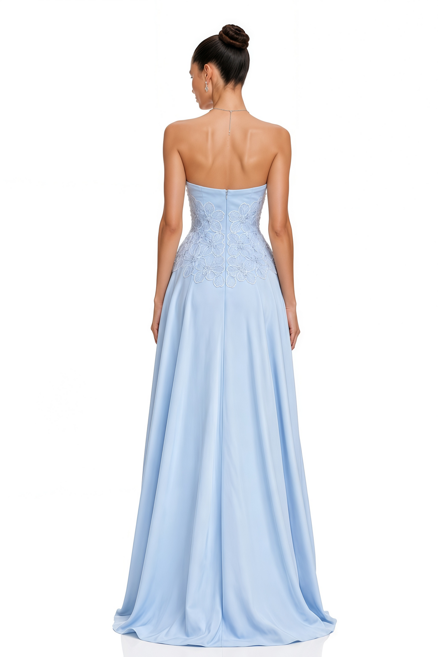 Felicie Blue Ruched Maxi Dress With Cape