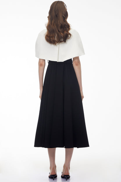 Felismina Black Color Block Cape Midi Dress