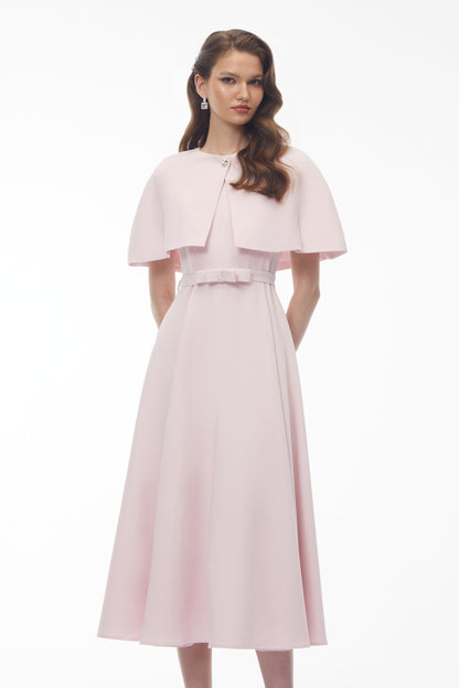 Felismina Pink Cape Midi Dress