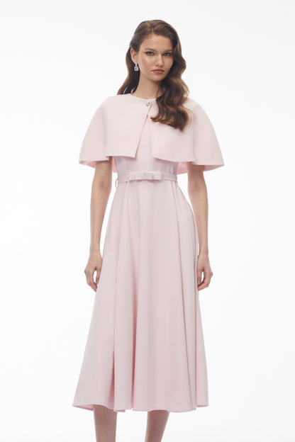 Felismina Pink Cape Midi Dress