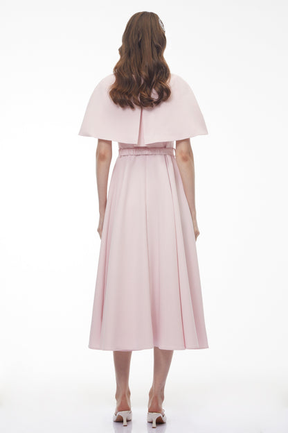 Felismina Pink Cape Midi Dress