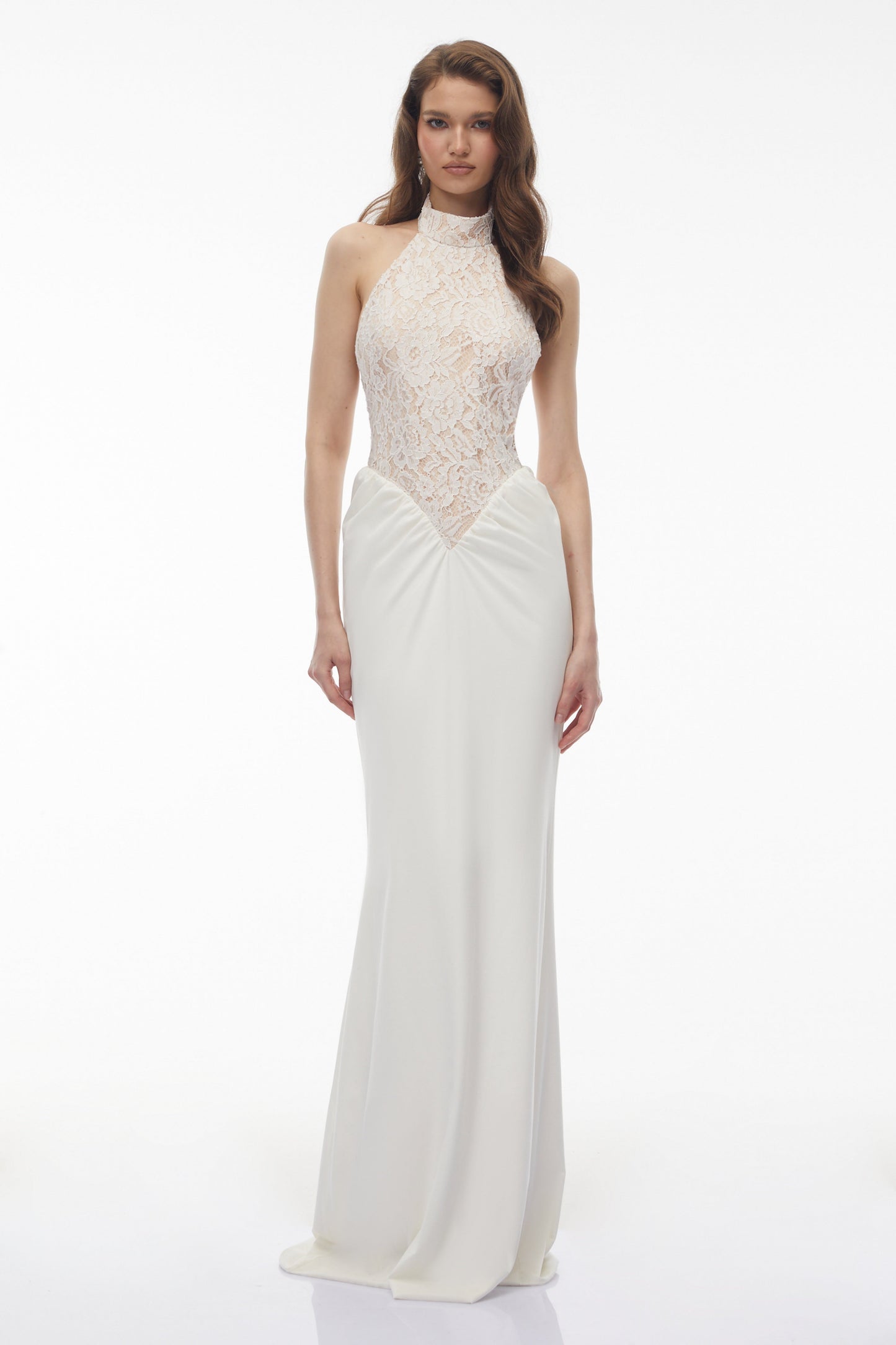 Filomena White Floral Lace Maxi Dress