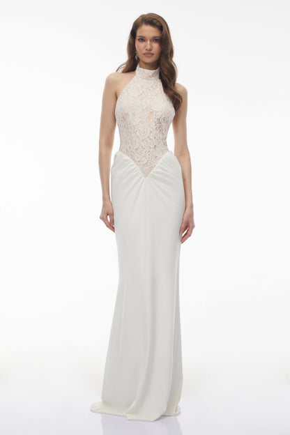Filomena White Floral Lace Maxi Dress