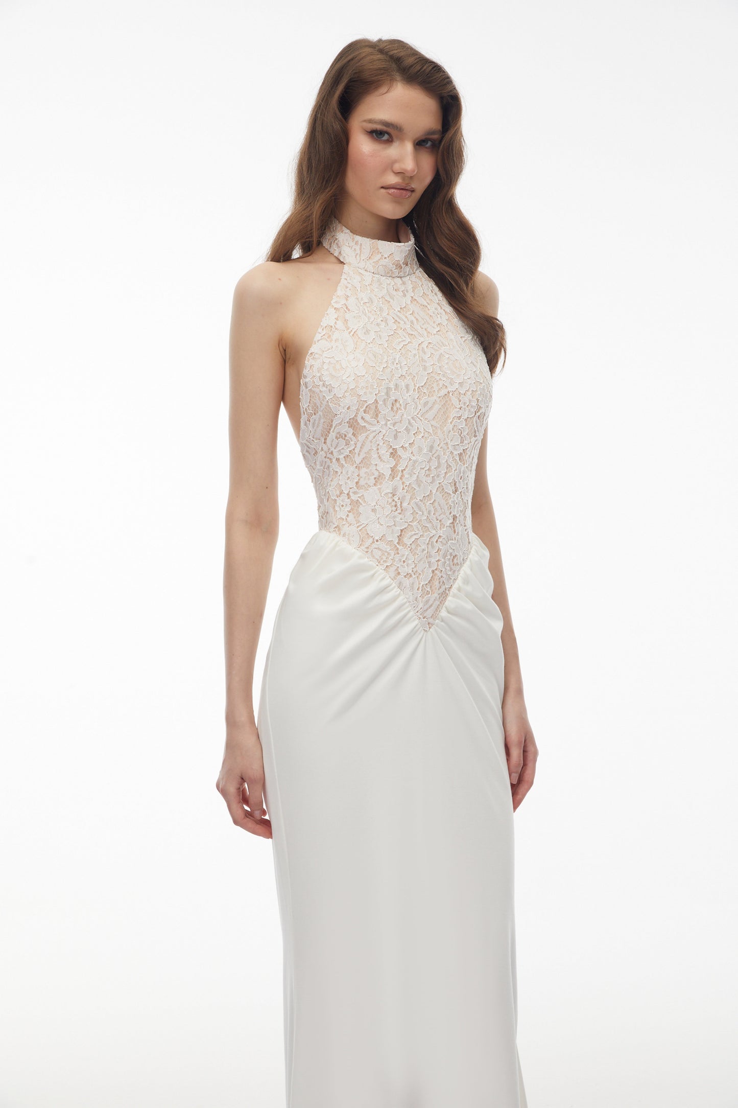 Filomena White Floral Lace Maxi Dress