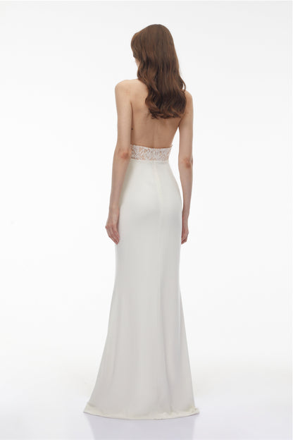 Filomena White Floral Lace Maxi Dress