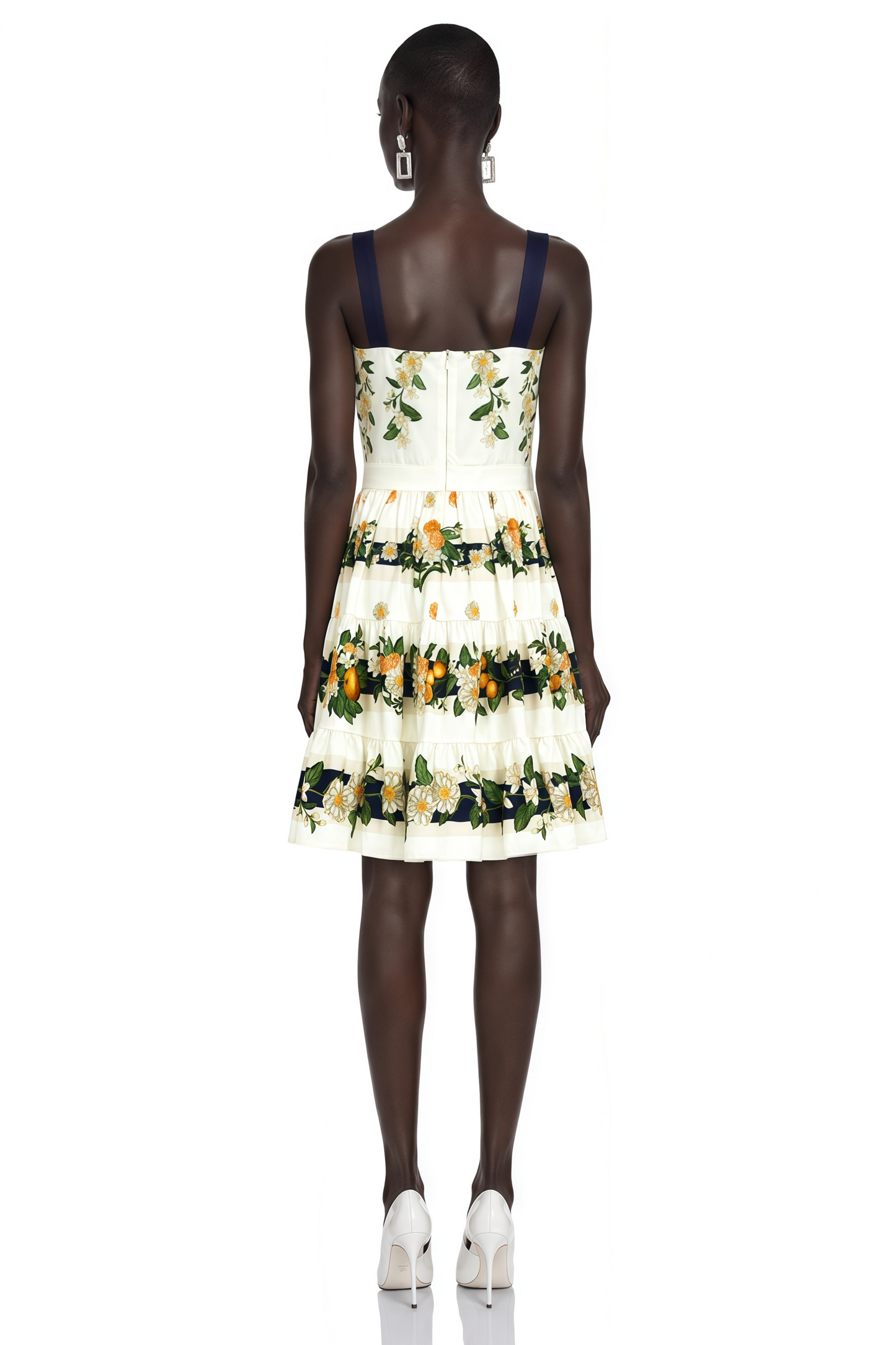 Fiorenza Green Citrus Print Square Neck Mini Dress