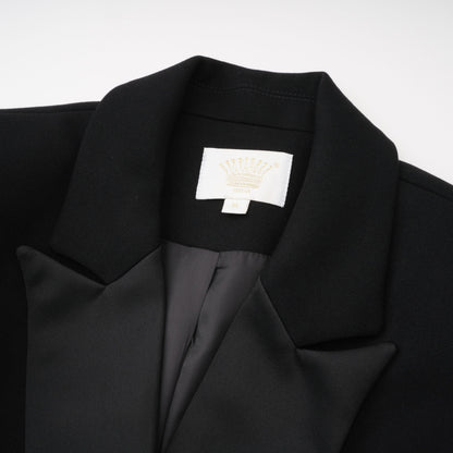 Fleur Black Blazer Mini Dress with Satin Panels
