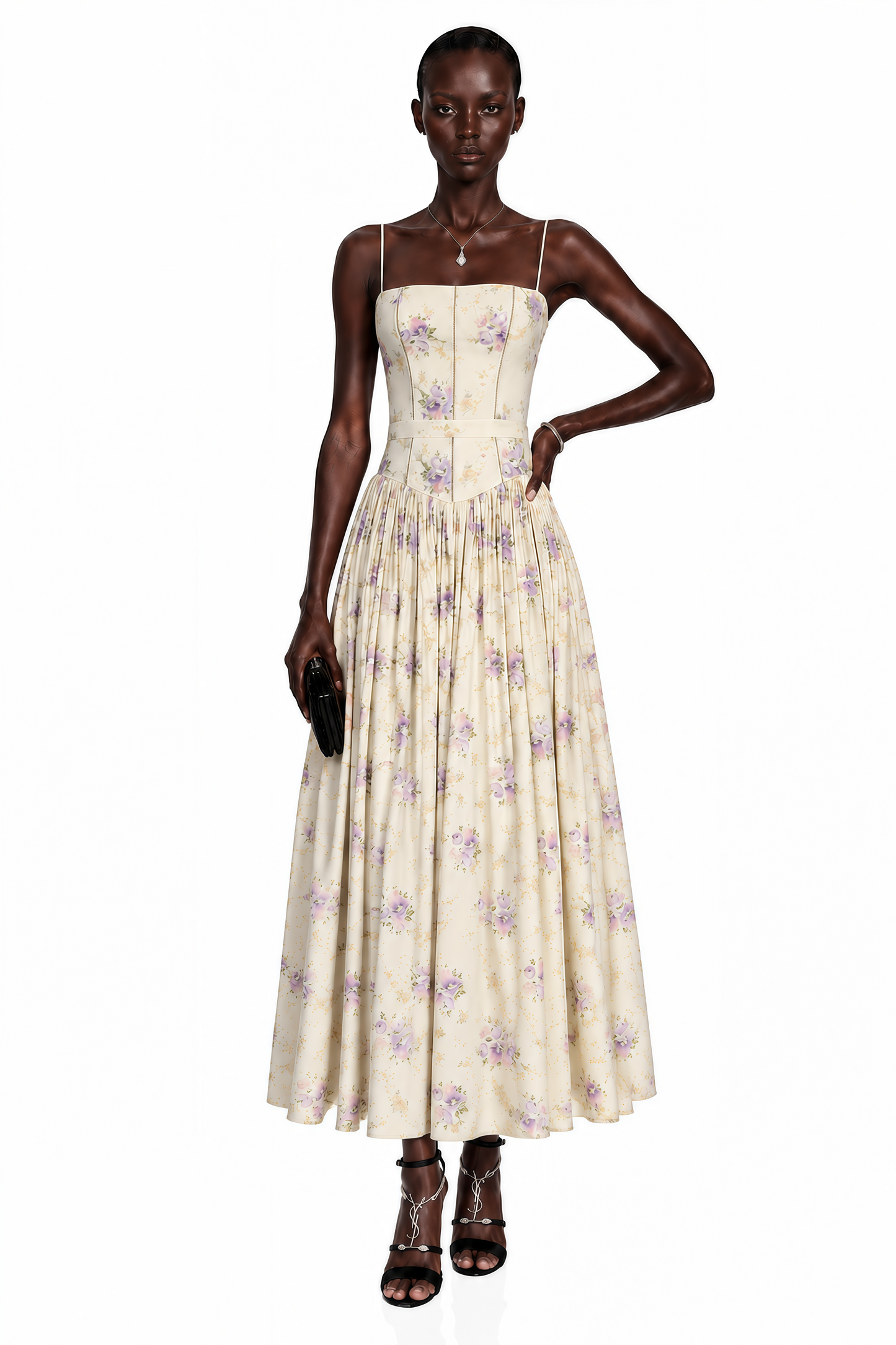 Fleur Purple Floral Print Maxi Dress