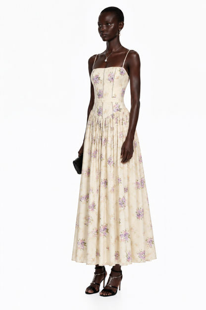 Fleur Purple Floral Print Maxi Dress
