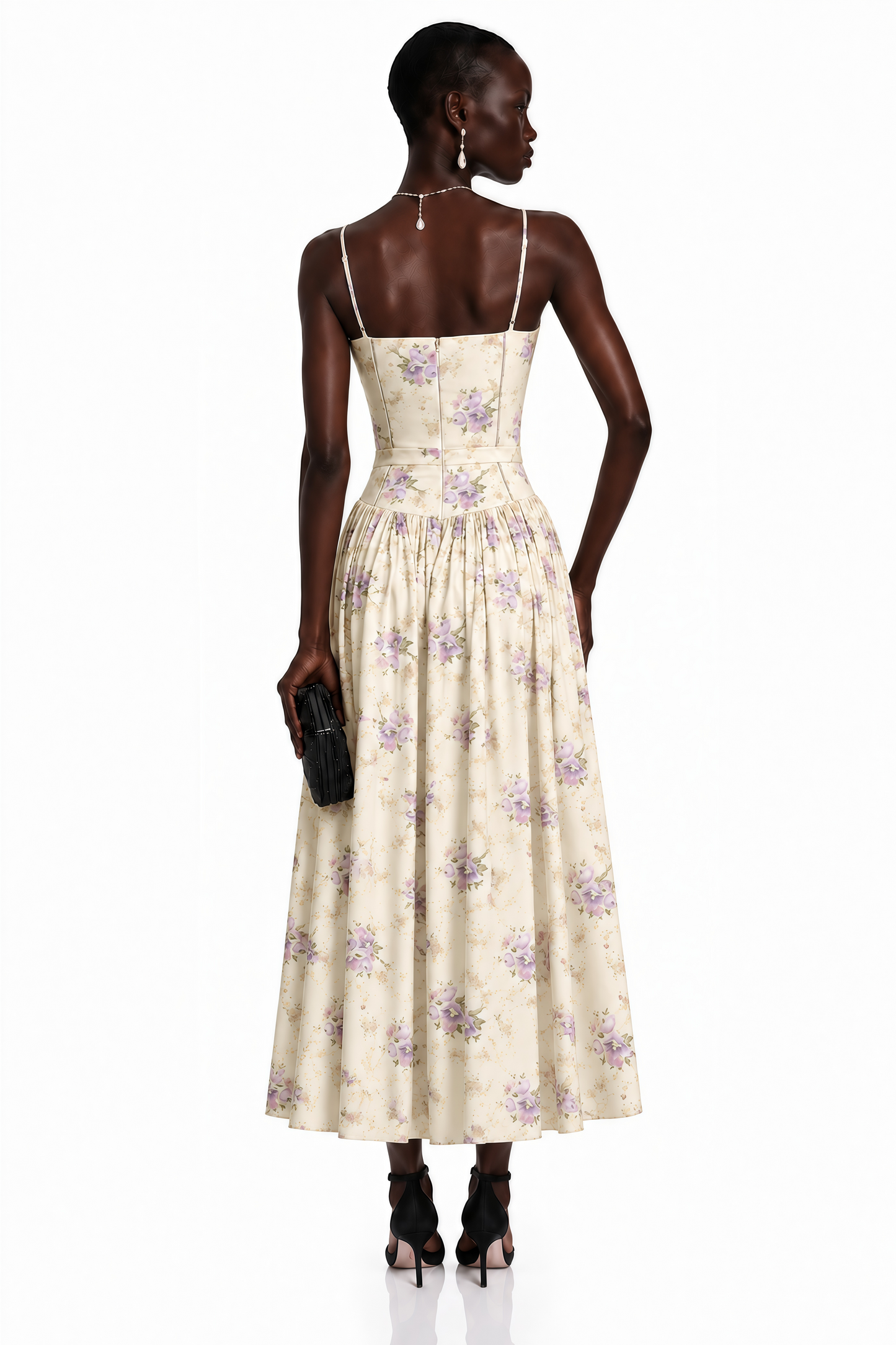 Fleur Purple Floral Print Maxi Dress