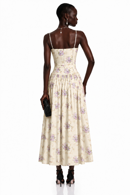 Fleur Purple Floral Print Maxi Dress