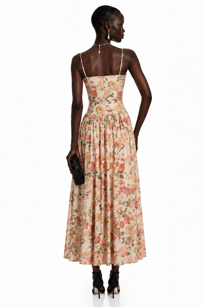 Fleur Red Floral Print Maxi Dress