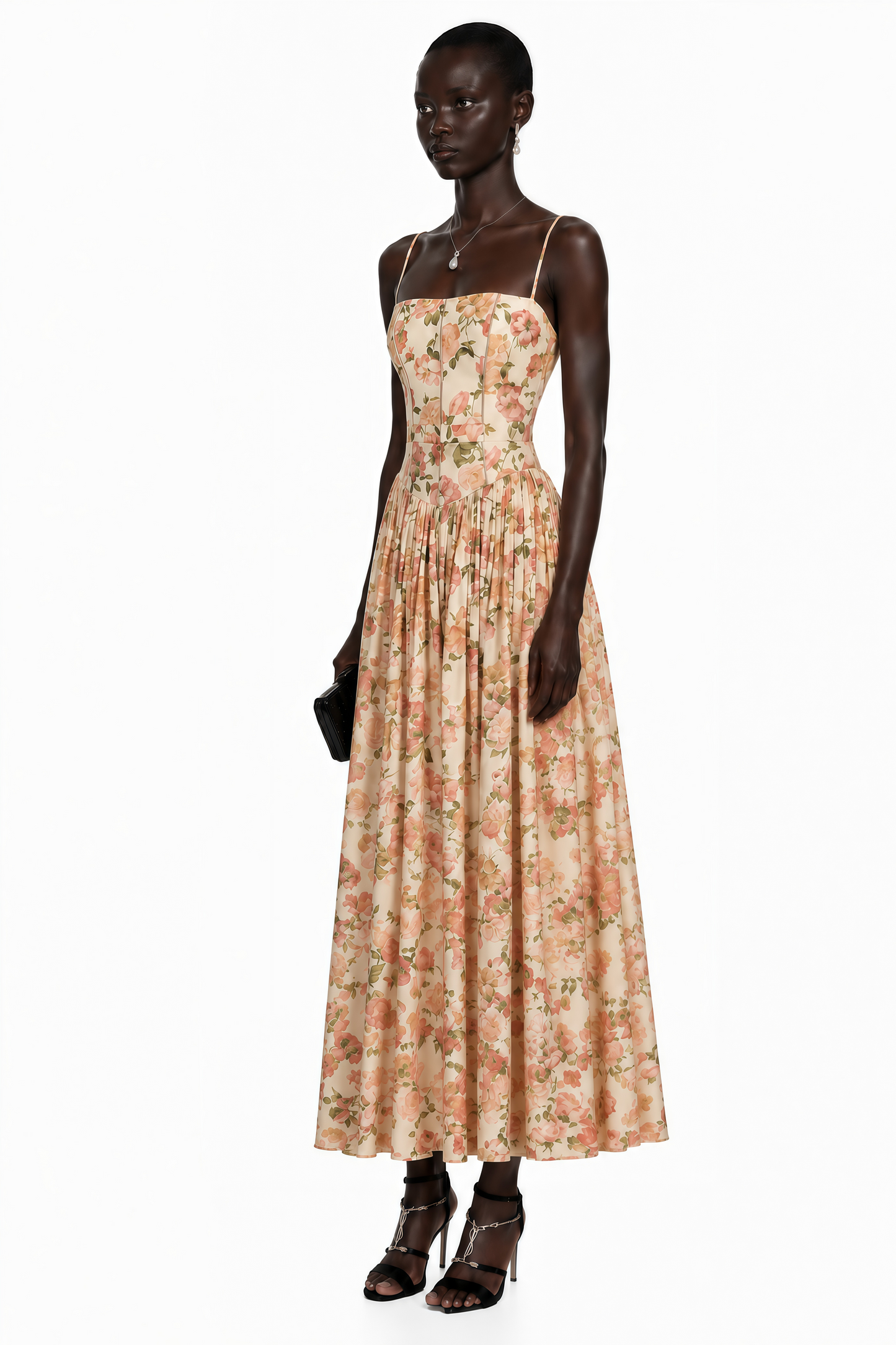 Fleur Red Floral Print Maxi Dress