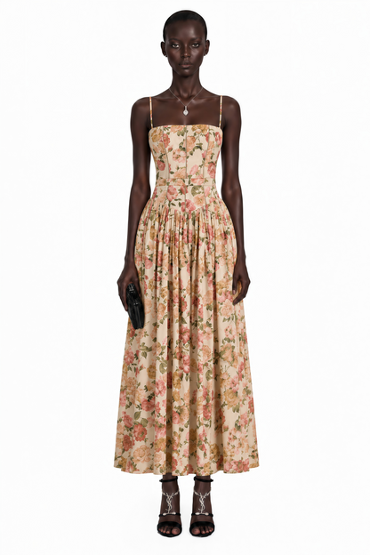 Fleur Red Floral Print Maxi Dress
