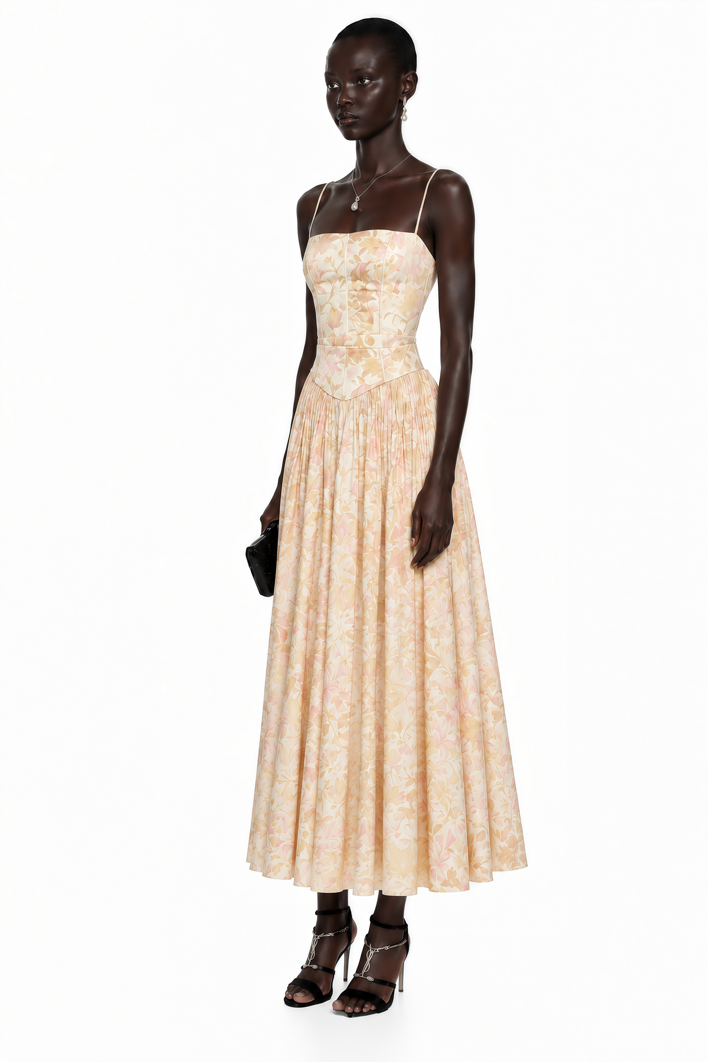 Fleur Yellow Floral Print Maxi Dress