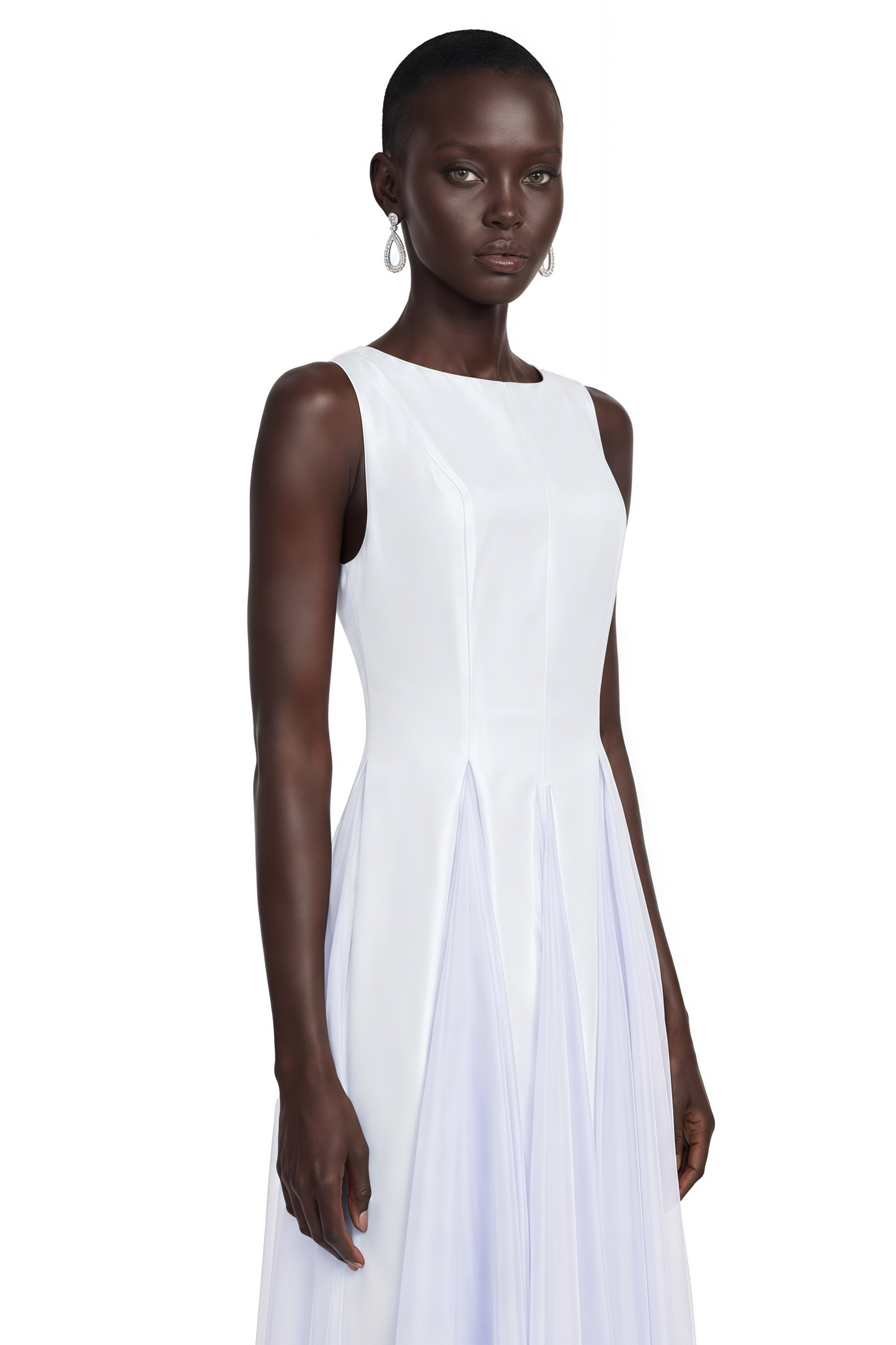 Florentina Blue Midi Dress with Tulle Panels