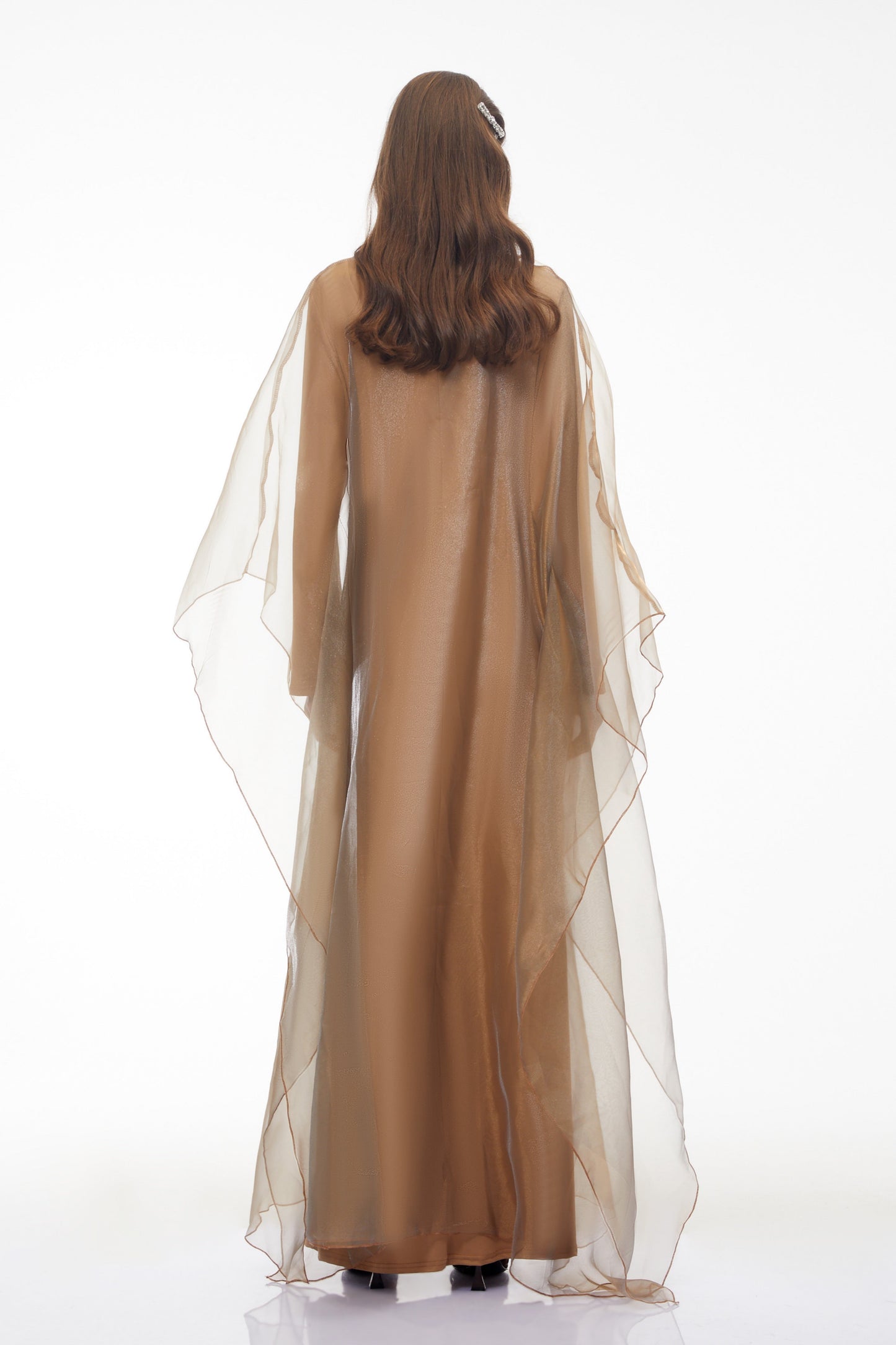 Ganna Camel Pelerin Maxi Elbise