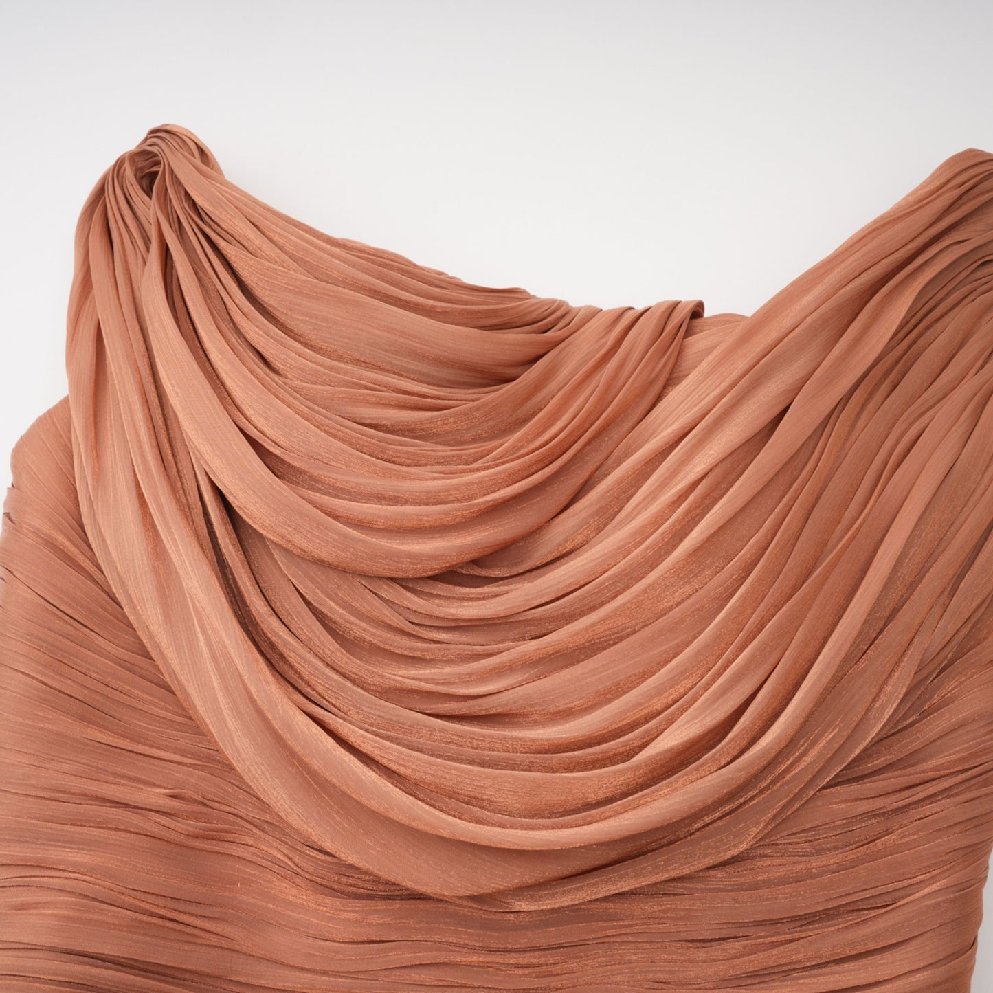 Gelsomina Gold Asymmetrical Glossy Gathered Maxi Dress