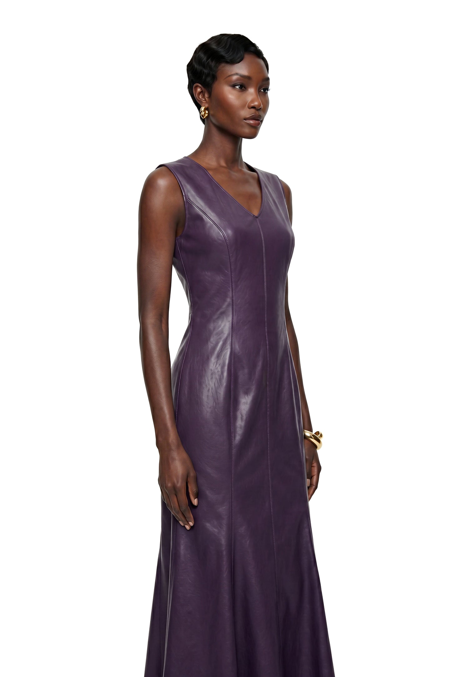 Gemma Purple V-Neck Fishtail Maxi Dress