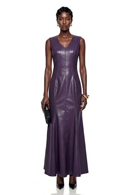 Gemma Purple V-Neck Fishtail Maxi Dress