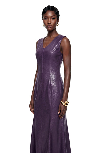Gemma Purple V-Neck Fishtail Maxi Dress
