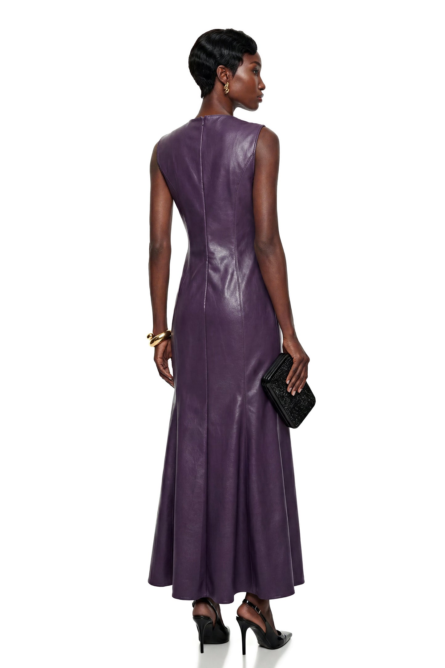 Gemma Purple V-Neck Fishtail Maxi Dress