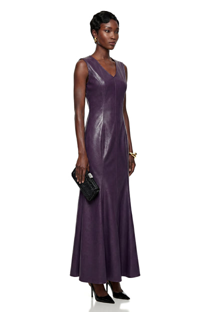 Gemma Purple V-Neck Fishtail Maxi Dress