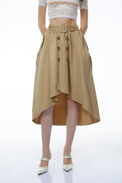 Genevieve Khaki Asymmetrical Convertible Skirt