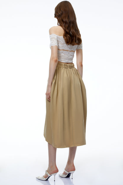 Genevieve Khaki Asymmetrical Convertible Skirt