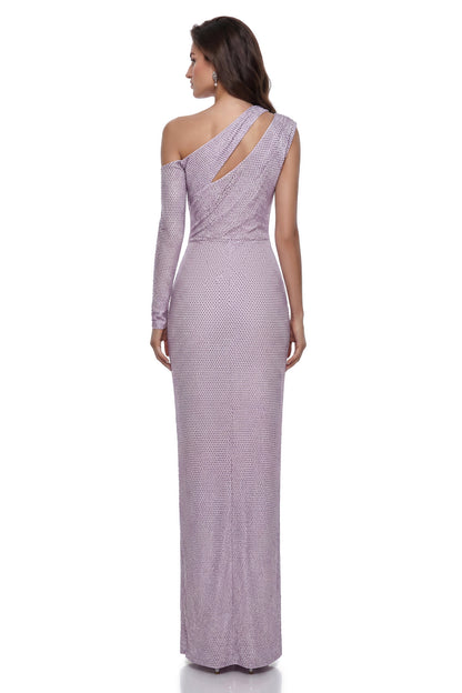 Ginevra Purple Asymmetrical Embellished Maxi Dress