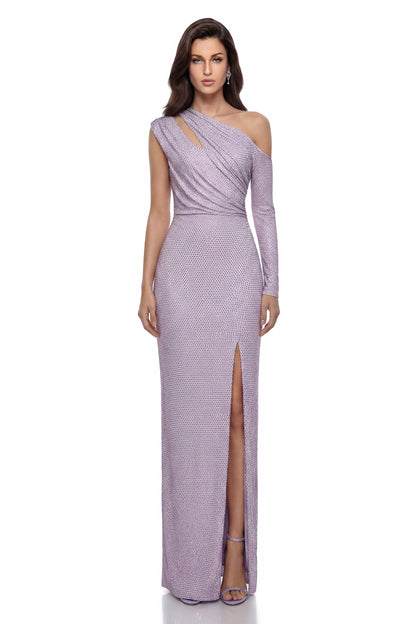 Ginevra Purple Asymmetrical Embellished Maxi Dress
