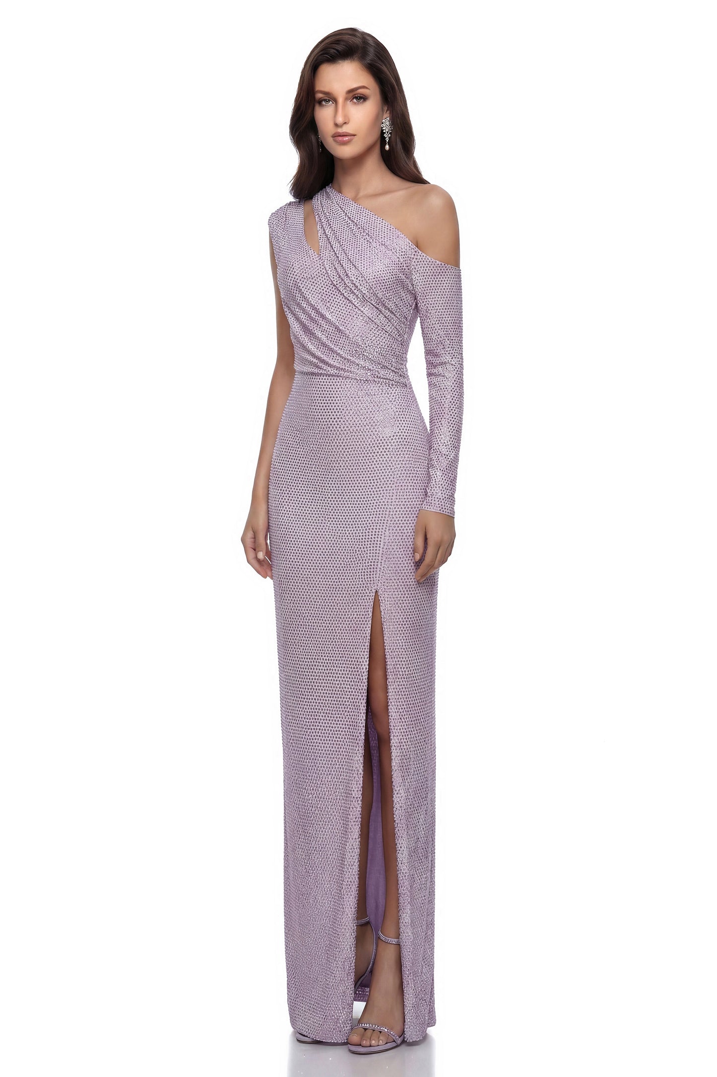 Ginevra Purple Asymmetrical Embellished Maxi Dress