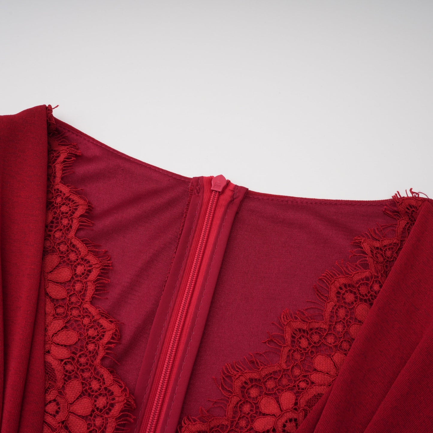Giovanna Red V-Neck Ruched Midi Dress with Half Sleeves