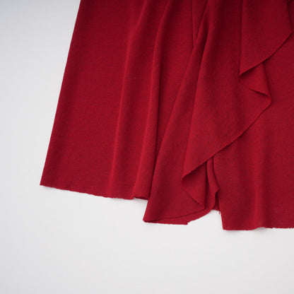 Giovanna Red V-Neck Ruched Midi Dress with Half Sleeves