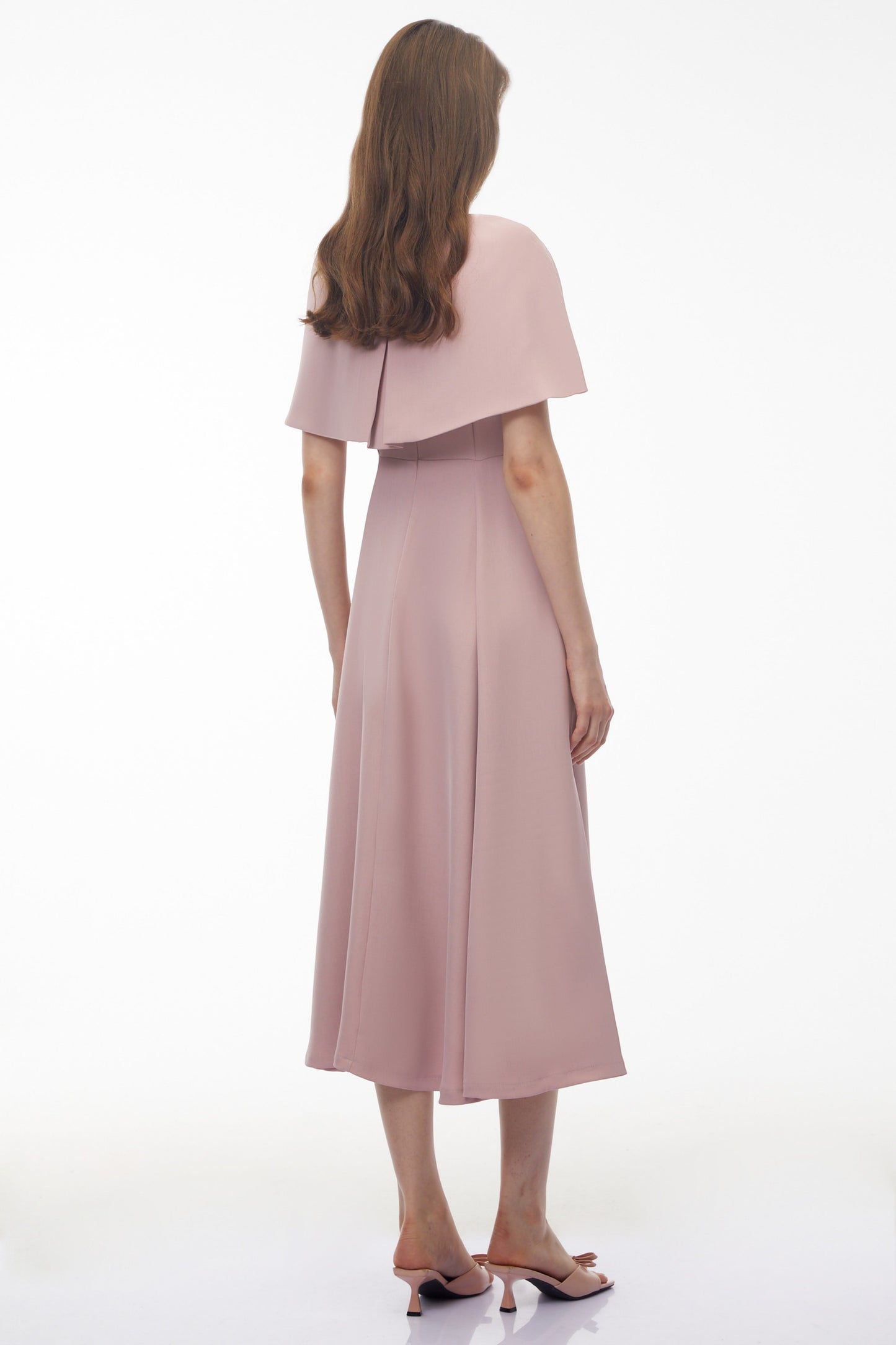 Giuliana Pink Solid Cape ＆ Midi Dress Set