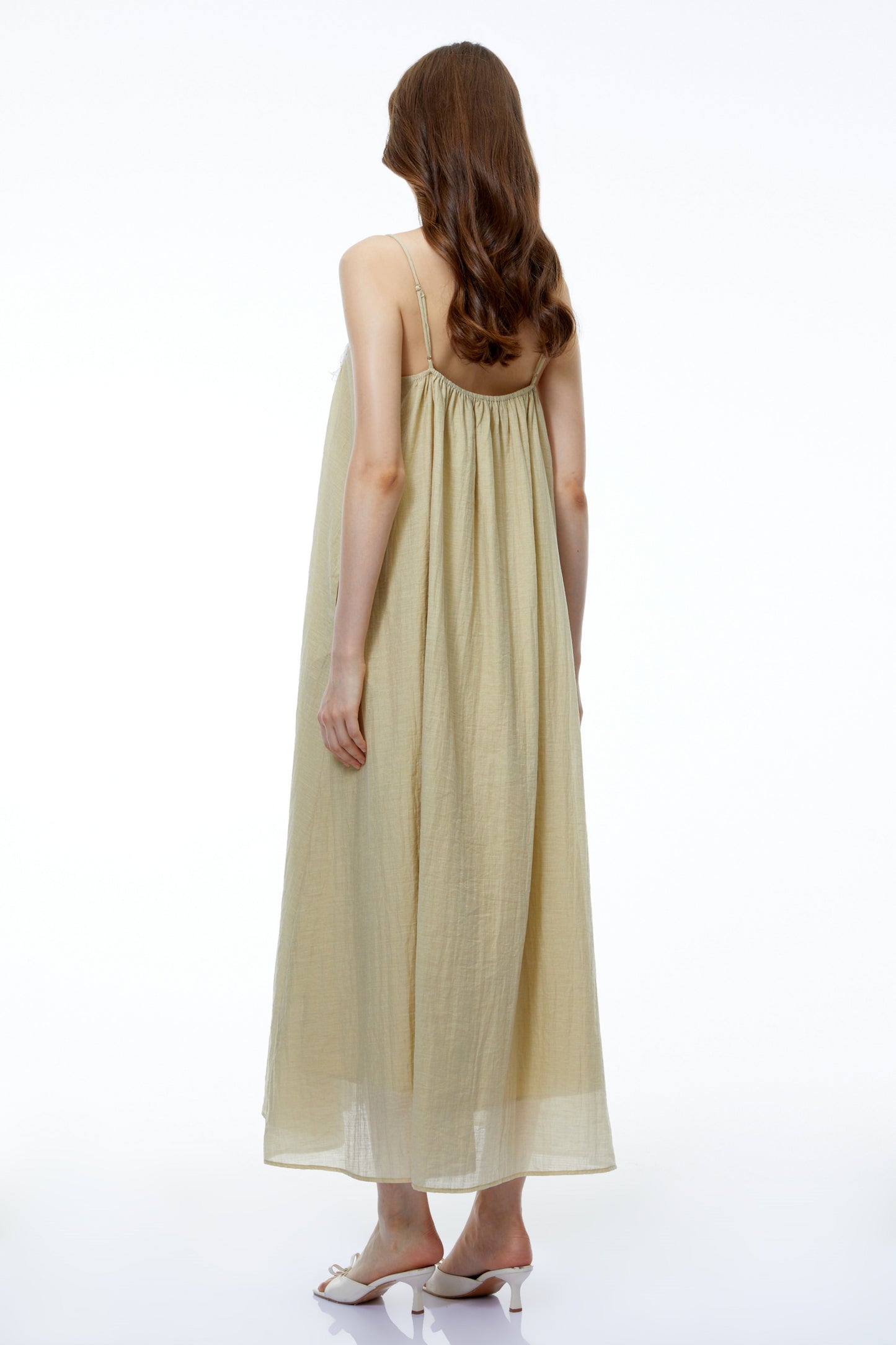 Gladys Neutral Ruched Maxi Dress with 3D Florals
