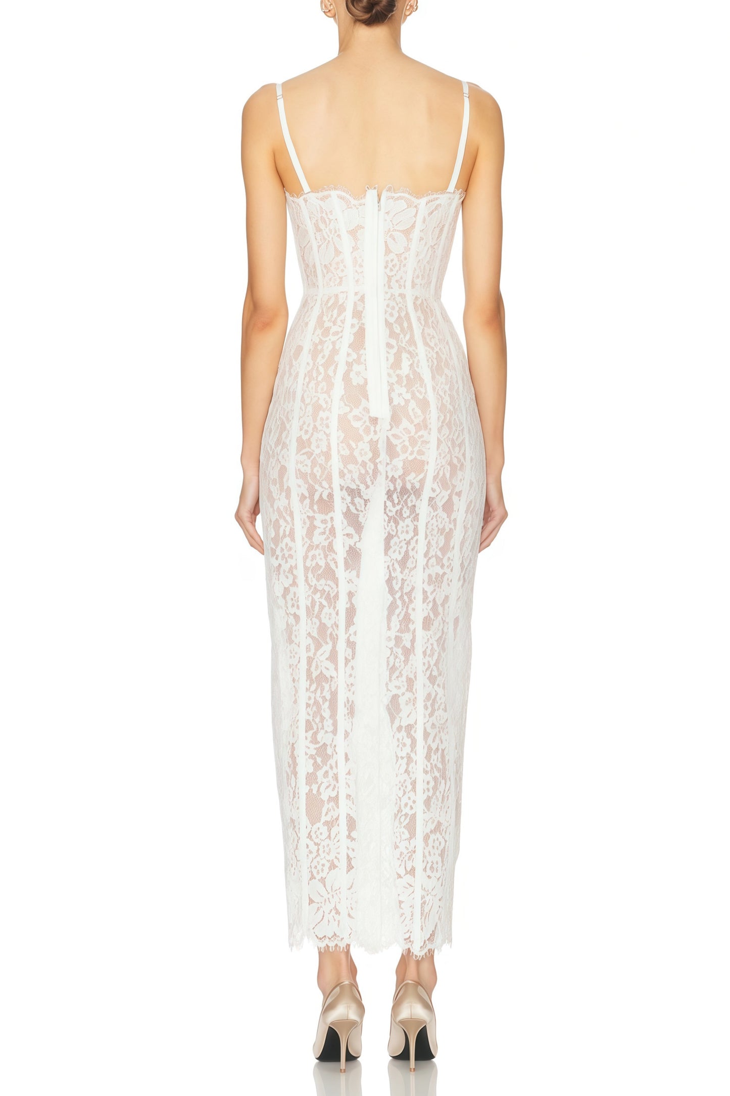 Giorgia White Floral Lace Corset Maxi Dress