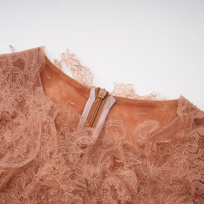 Hadley Caramel Twisted Floral Lace Midi Dress