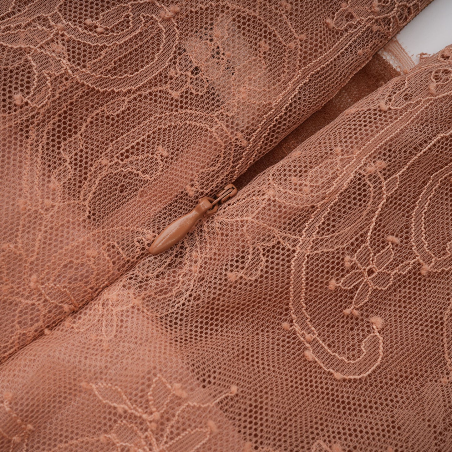 Hadley Caramel Twisted Floral Lace Midi Dress