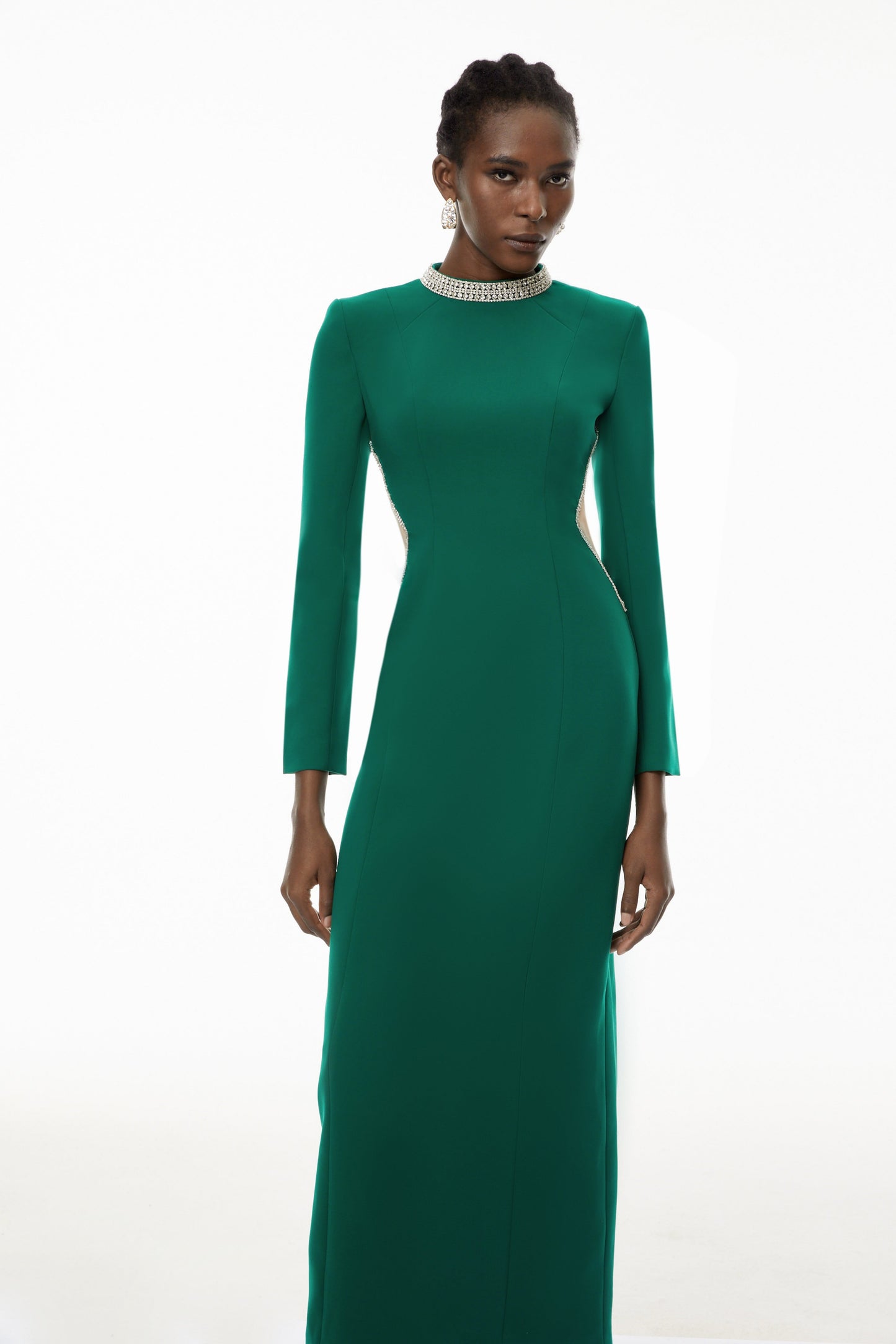 Hadley Green Cut-Out Crystal Maxi Dress