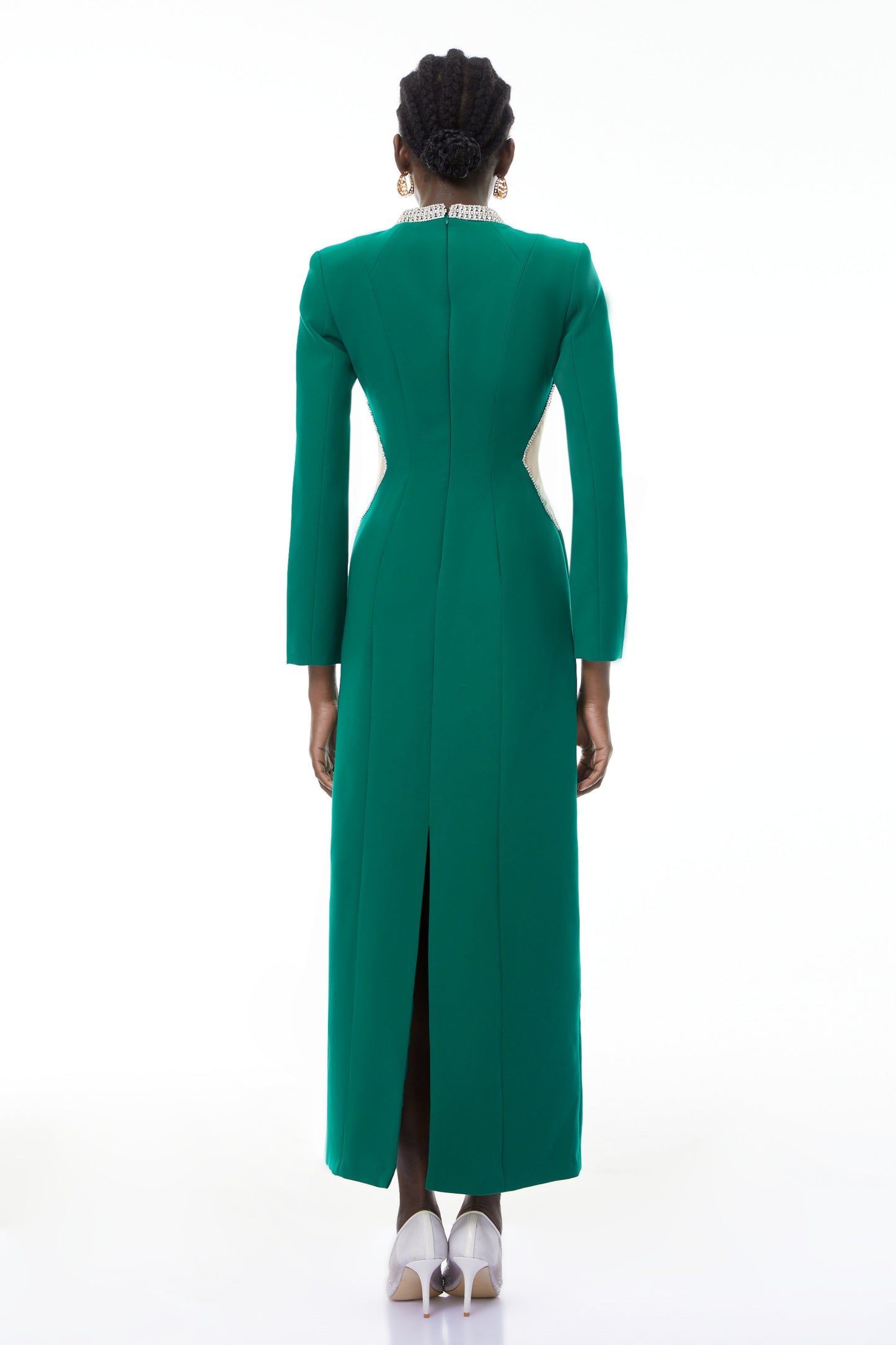 Hadley Green Cut-Out Crystal Maxi Dress