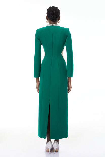 Hadley Green Cut-Out Crystal Maxi Dress