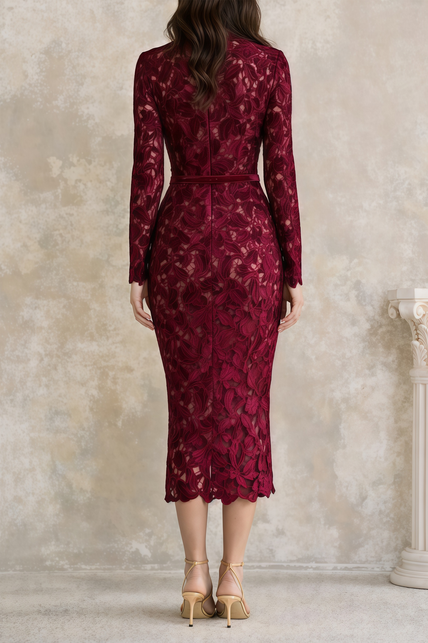 Hafdis Red Floral Embroidered Midi Dress