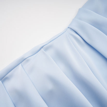 Hannah Blue One Shoulder Satin Maxi Dress