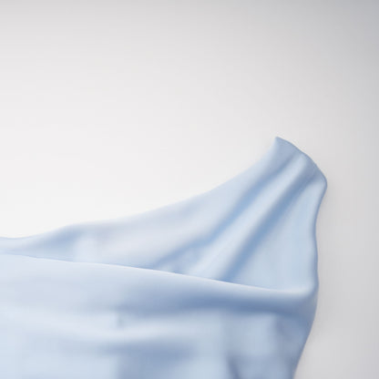 Hannah Blue One Shoulder Satin Maxi Dress