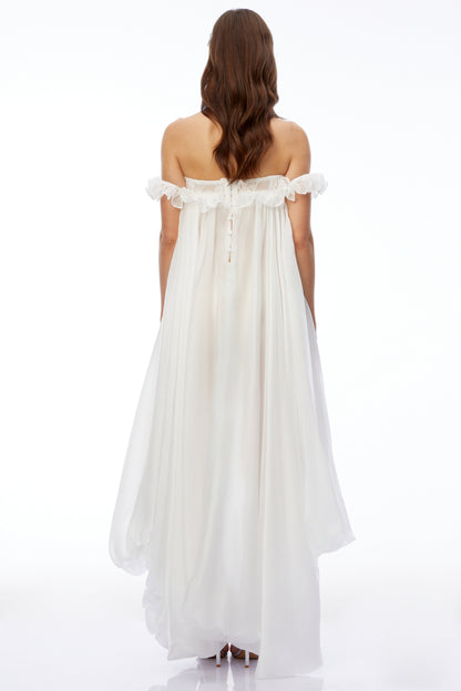 Brooklyn White Glossy Bubble Hem Mini Dress